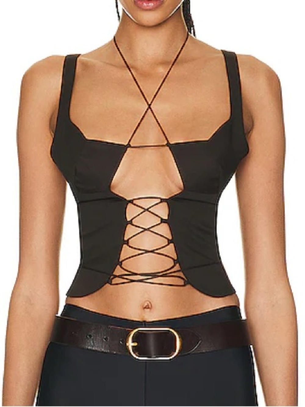 NWT KNWLS Dark Brown Ray Corset Top [S]